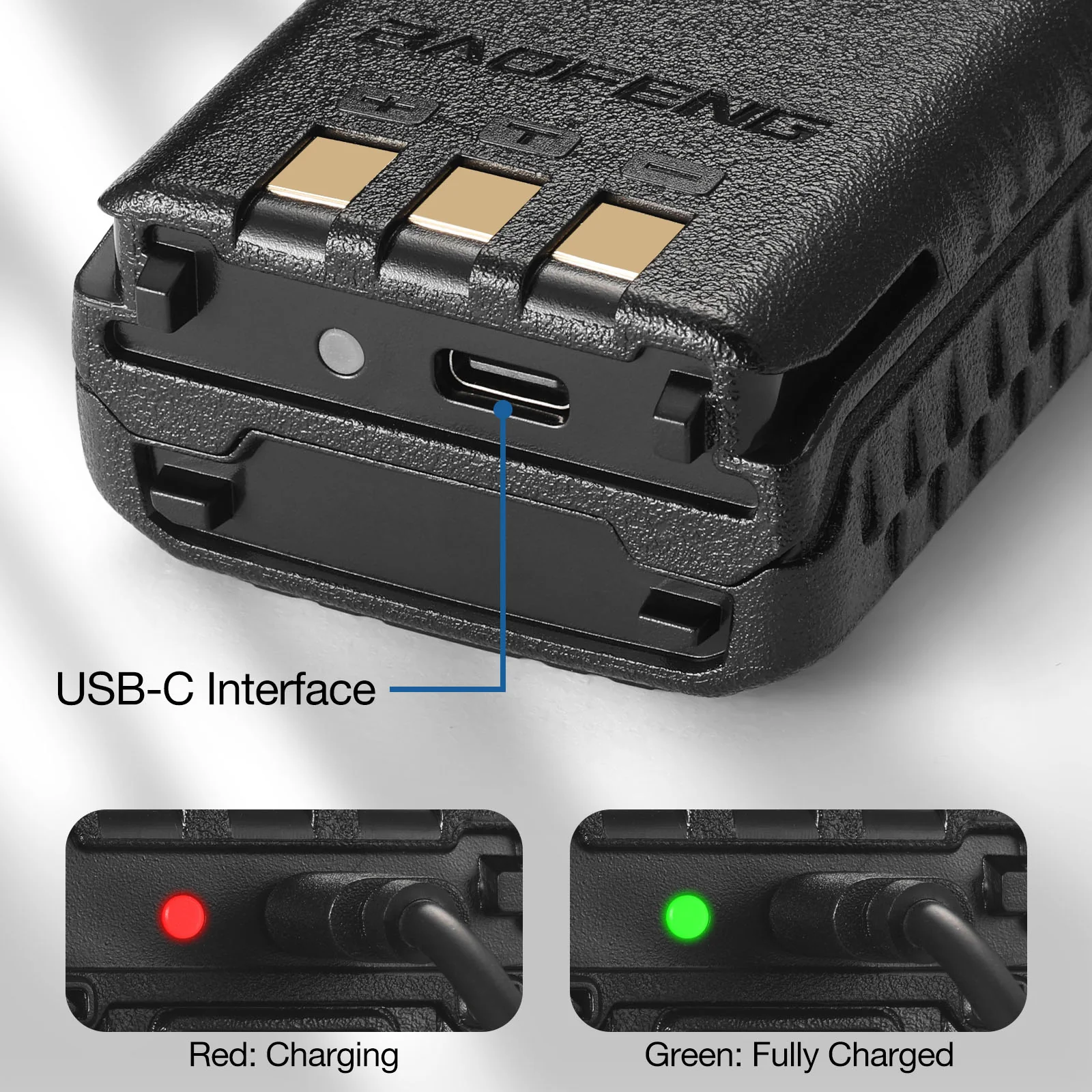 Battery 1800mAh for Baofeng UV-5R wIth USB-C Port - Image 5