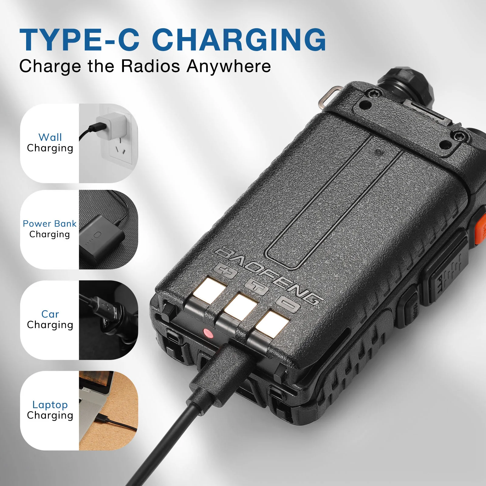 Battery 1800mAh for Baofeng UV-5R wIth USB-C Port - Image 6
