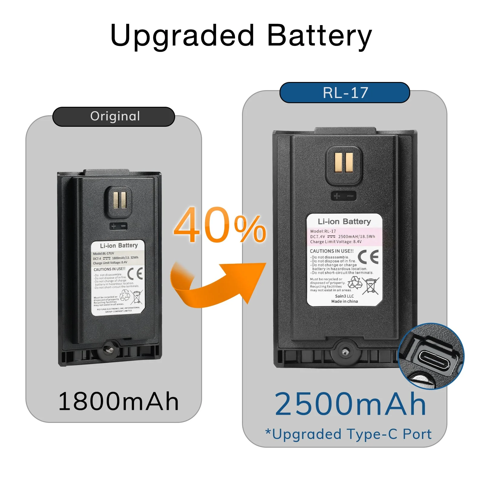 Battery 2500mAh for UV-7B/UV-17R / UV-17R Plus / UV-17R Pro - Image 6