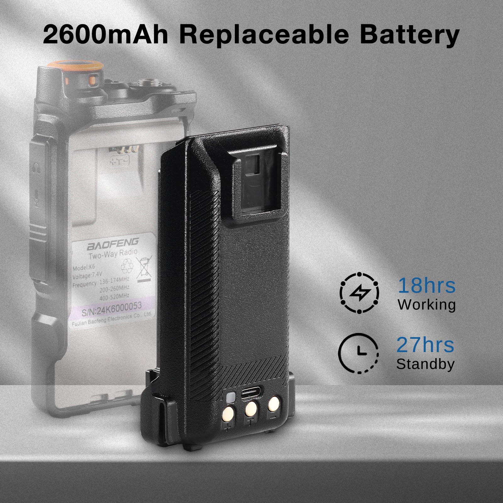 Battery 2600mAh for Baofeng K6 - Image 6