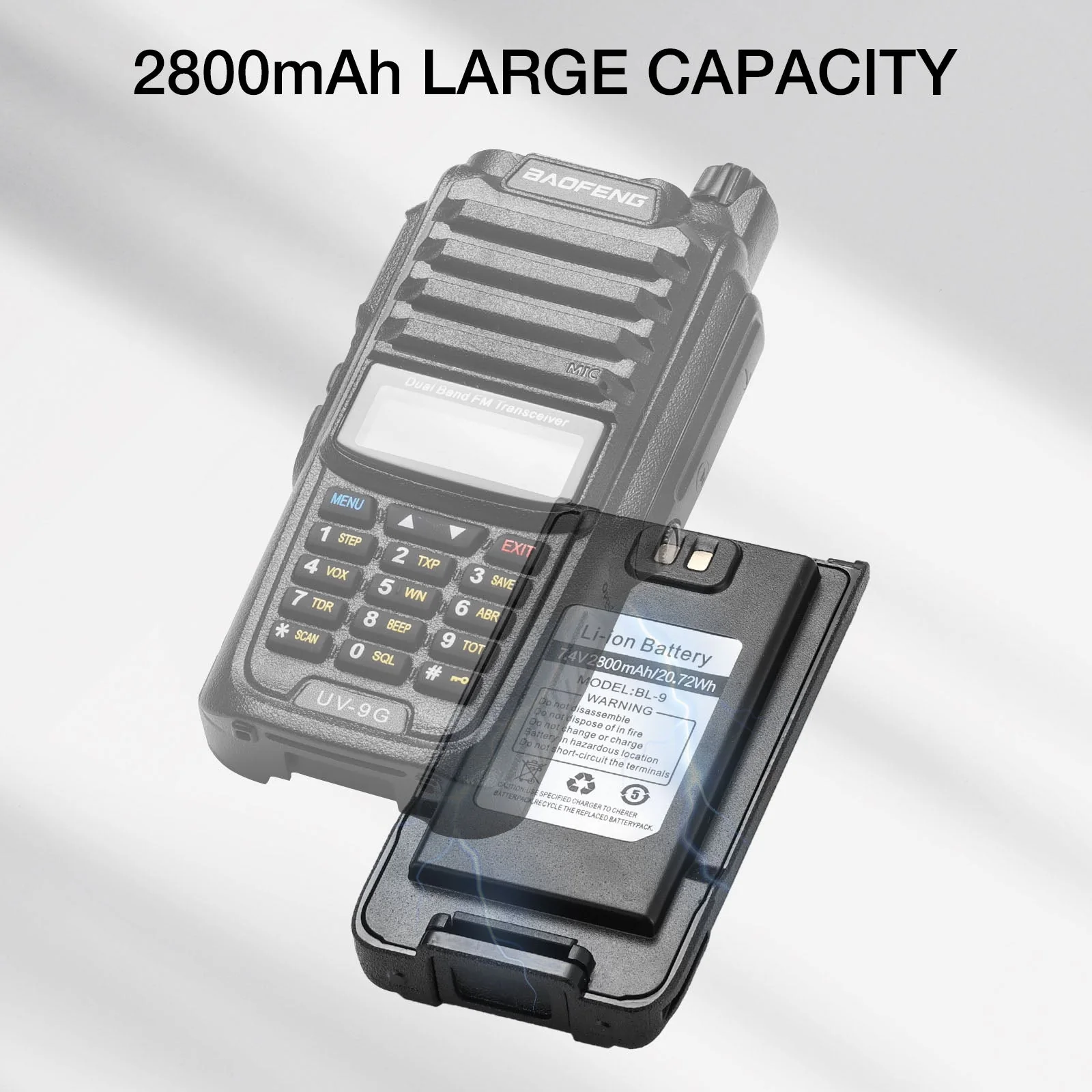 Battery 2800mAh for UV-9R Series with USB-C Port - Image 3