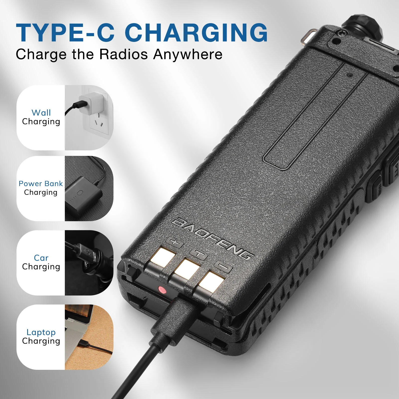 Battery 3800mAh for Baofeng UV-5R wIth USB-C Port - Image 6