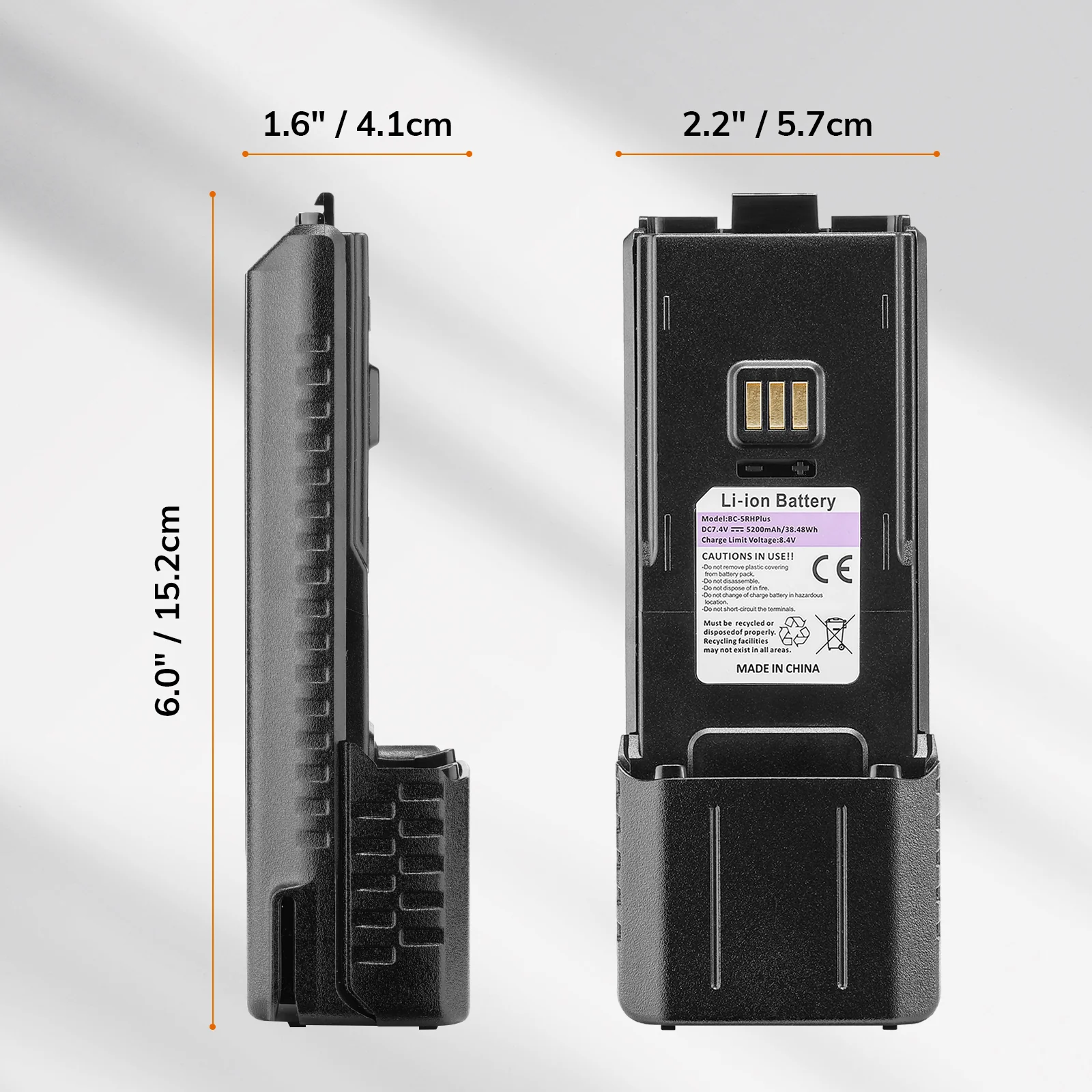 Battery 5200mAh for UV-5G Plus/UV-5RM Plus/UV-5RM Plus GPS with USB-C Port - Image 2