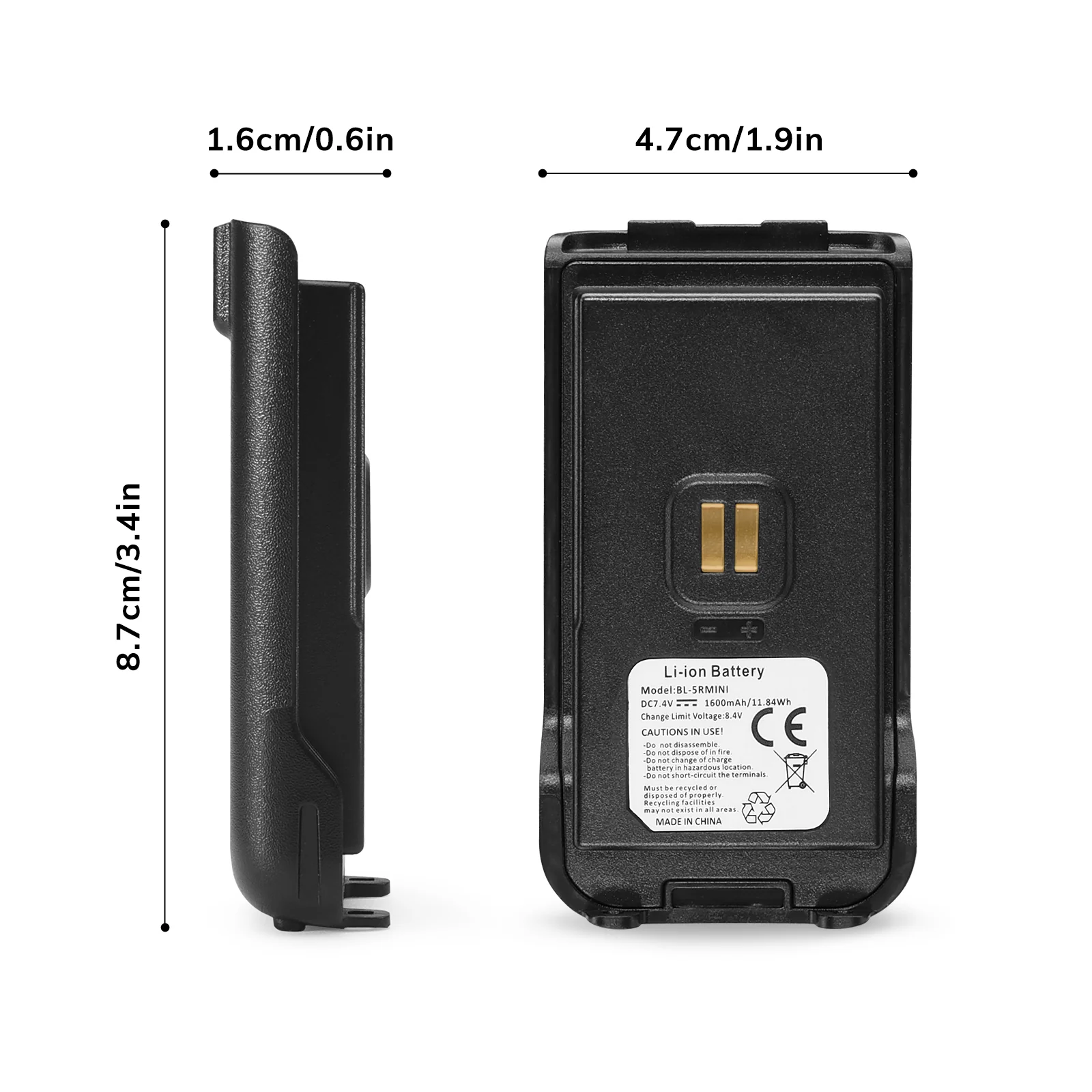 Battery for UV-5R Mini & UV-5G Mini with USB-C Port - Image 3