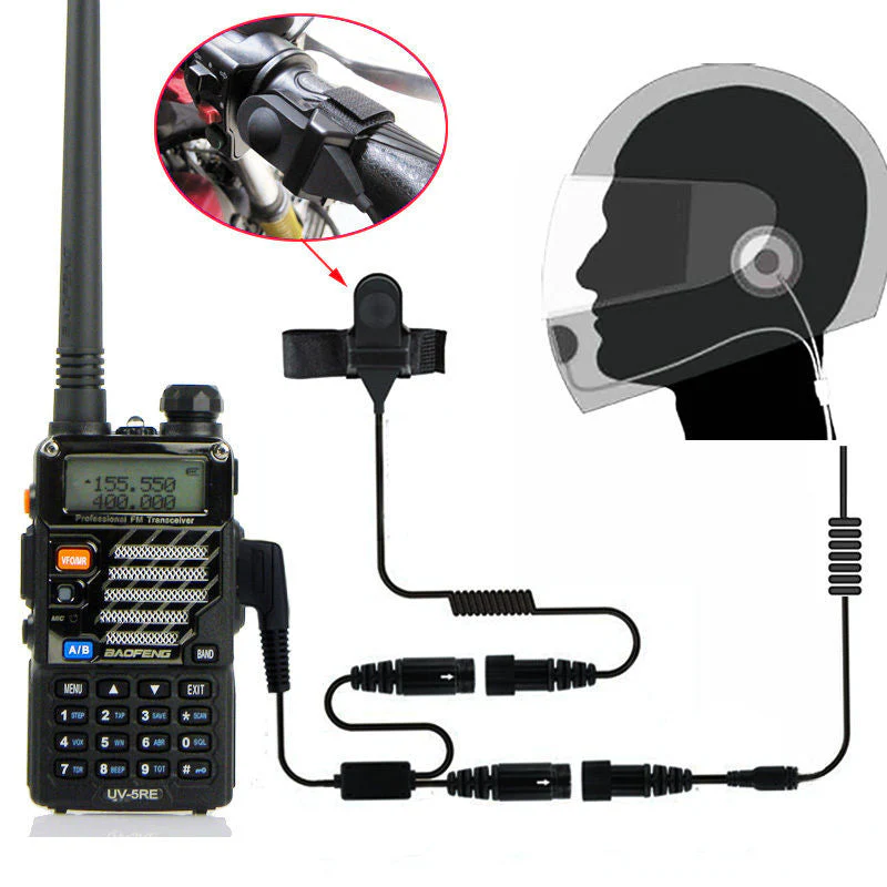 Helmet Kit Full Face Motorcycle Headset Earpiece Mic, 2 Pin K-plug - Image 2